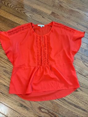 Daniel Rainn Red Smocked Blouse